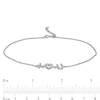 Cubic Zirconia "I Heart U" Anklet in Sterling Silver - 10"
