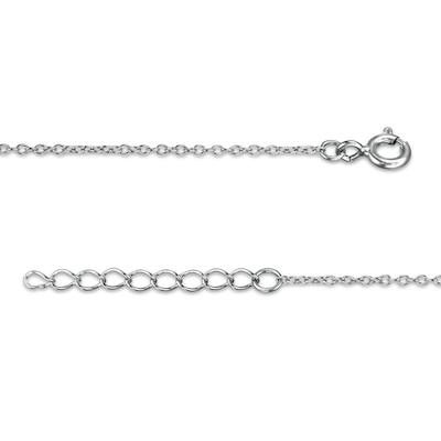 Cubic Zirconia Composite and Polished Heart Alternating Dangle Station Anklet in Sterling Silver - 10"