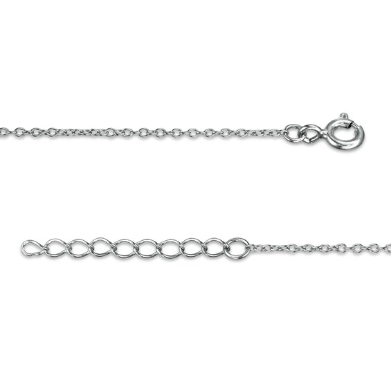 Cubic Zirconia Composite and Polished Heart Alternating Dangle Station Anklet in Sterling Silver - 10"