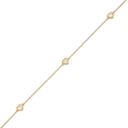 Cubic Zirconia Hearts Anklet in 10K Gold – 10&quot;