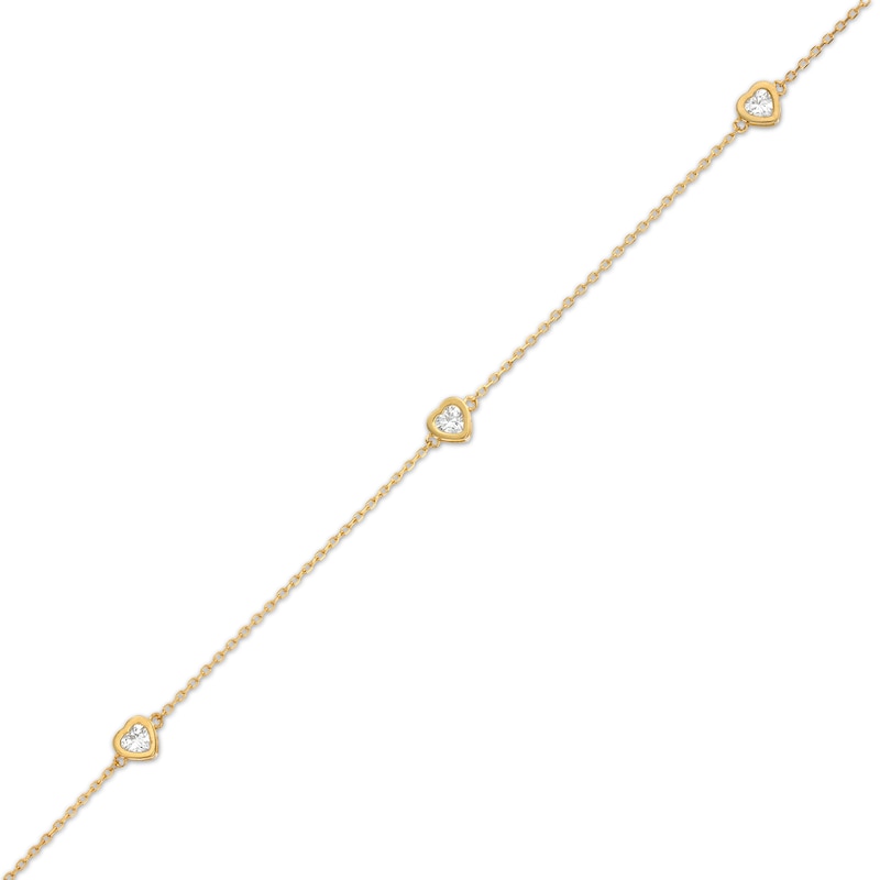 10K Gold CZ Hearts Anklet