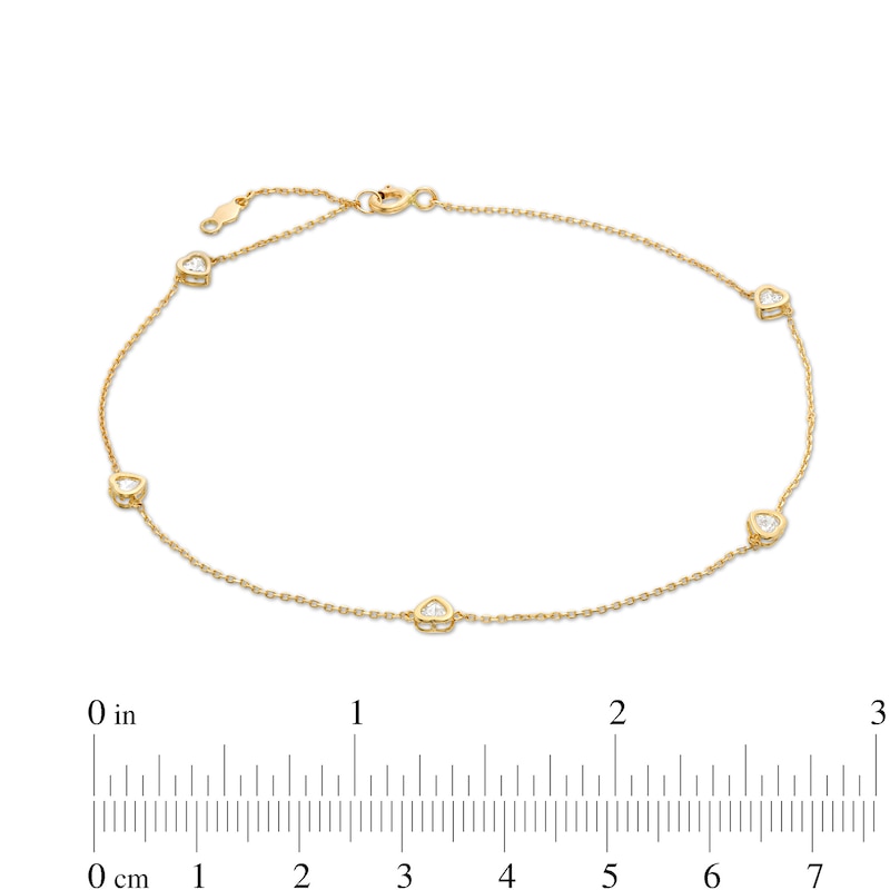 10K Gold CZ Hearts Anklet