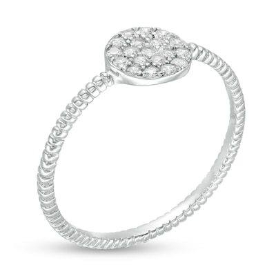 Cubic Zirconia Round Cluster Rope-Textured Ring in Sterling Silver - Size 6