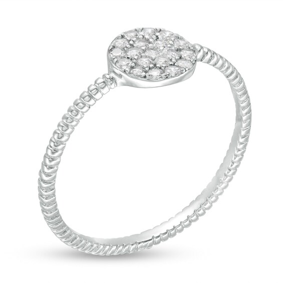 Cubic Zirconia Round Cluster Rope-Textured Ring in Sterling Silver - Size 6