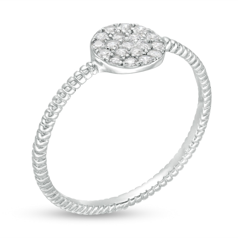 Main Image 2 of Cubic Zirconia Round Cluster Rope-Textured Ring in Sterling Silver - Size 6