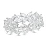 Thumbnail Image 0 of Marquise and Round Cubic Zirconia Flower Alternating Eternity Band in Solid Sterling Silver - Size 8