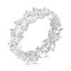 Thumbnail Image 1 of Marquise and Round Cubic Zirconia Flower Alternating Eternity Band in Solid Sterling Silver - Size 8