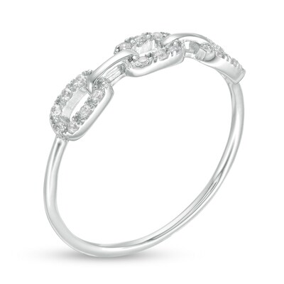 Cubic Zirconia Oval Chain Link Trio Ring in Sterling Silver - Size 6