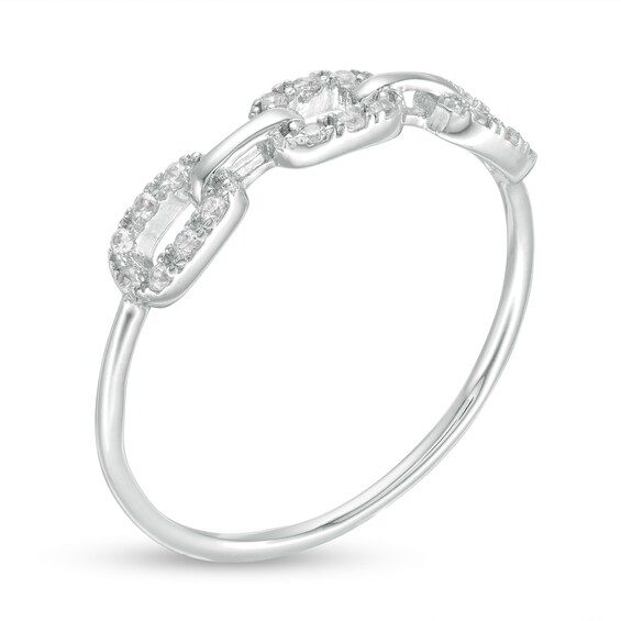 Cubic Zirconia Oval Chain Link Trio Ring in Sterling Silver - Size 6