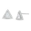 Thumbnail Image 1 of 5mm Trillion-Cut Cubic Zirconia Frame Stud Earrings in Sterling Silver