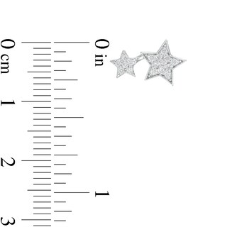 Cubic Zirconia Cluster Double Star Stud Earrings in Sterling Silver