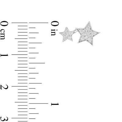 Cubic Zirconia Cluster Double Star Stud Earrings in Sterling Silver