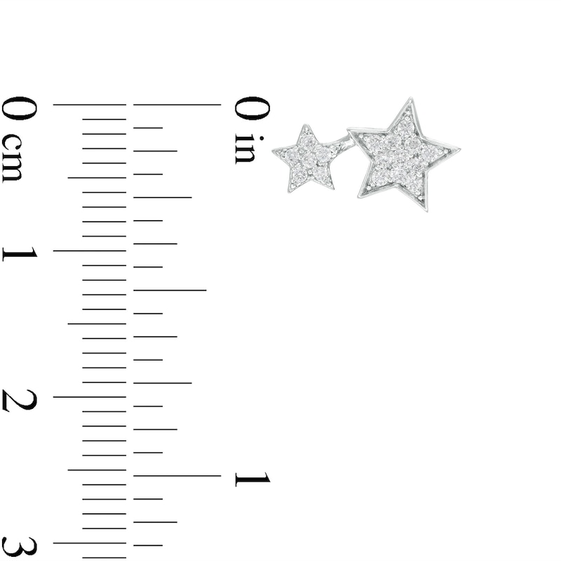 Main Image 2 of Cubic Zirconia Cluster Double Star Stud Earrings in Sterling Silver