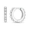 Thumbnail Image 1 of Simulated Pearl Huggie Hoop Earrings in Sterling Silver