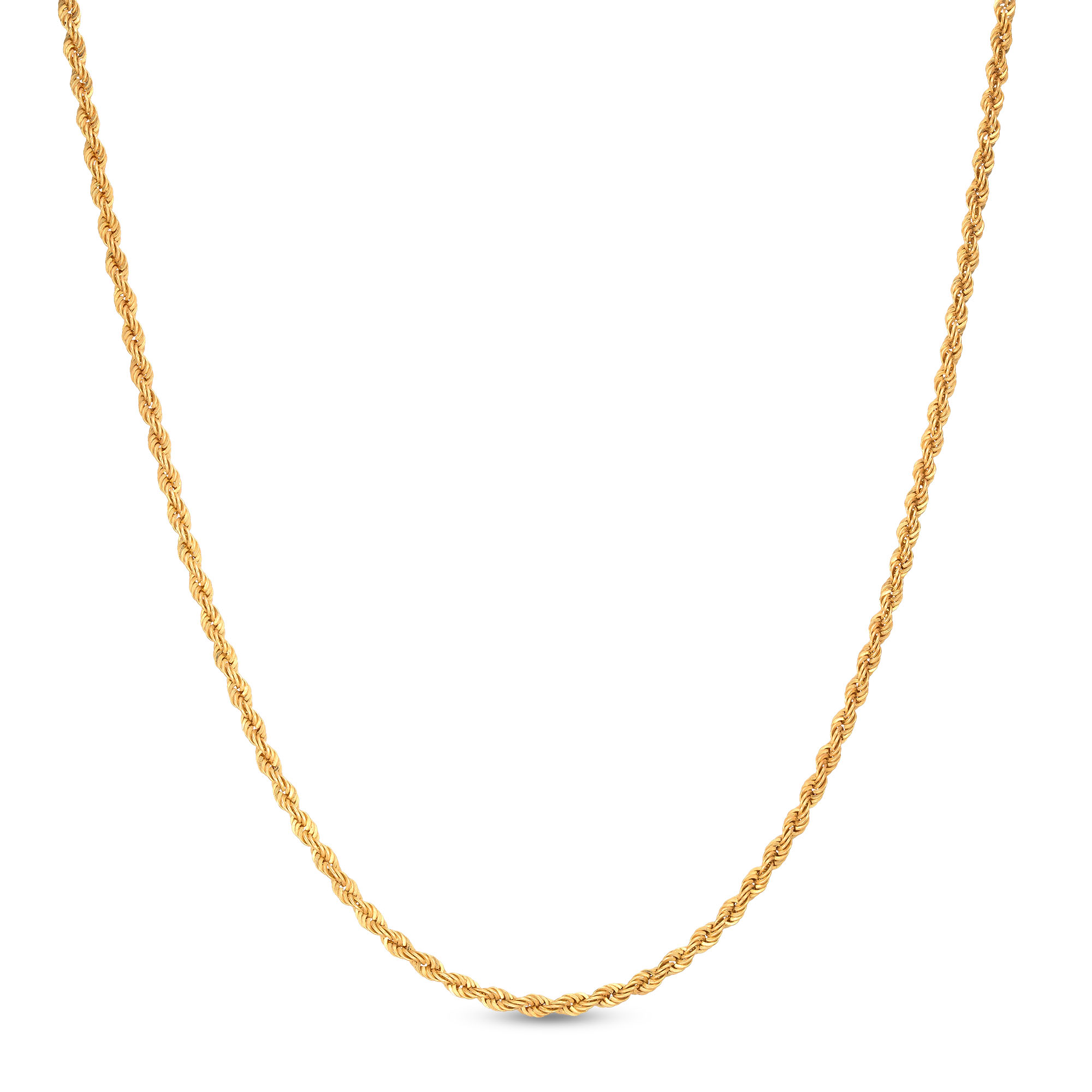 1.95mm Rope Chain Necklace in 10K Solid Gold - 20"