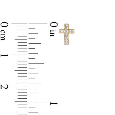 Child's Cubic Zirconia Cross Stud Earrings in 10K Gold