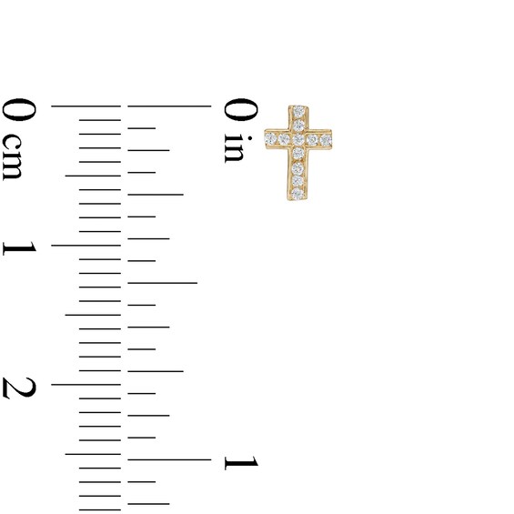 Child's Cubic Zirconia Cross Stud Earrings in 10K Gold