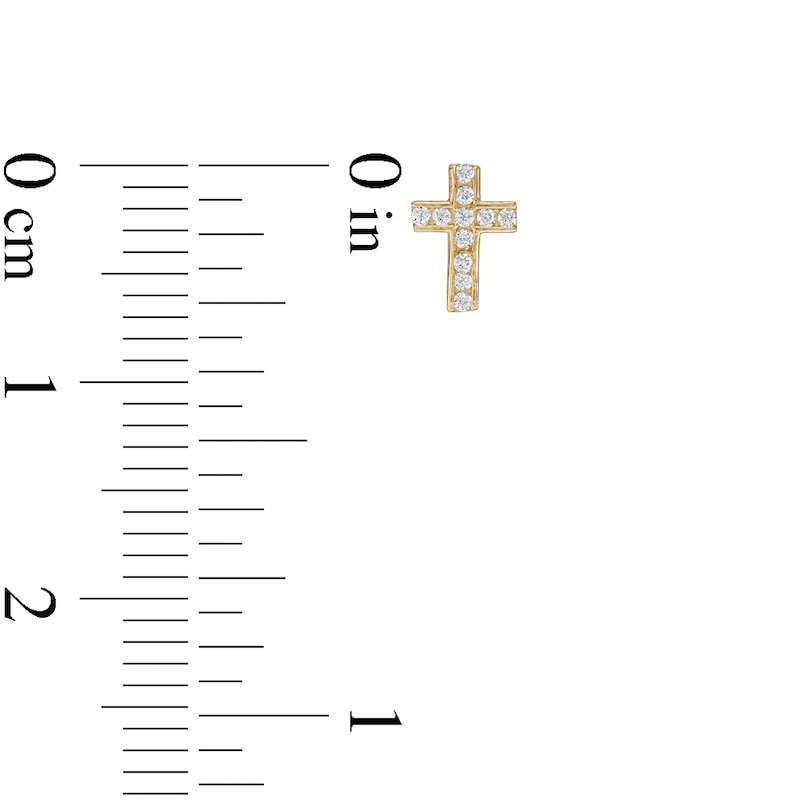 Main Image 2 of Child's Cubic Zirconia Cross Stud Earrings in 10K Gold