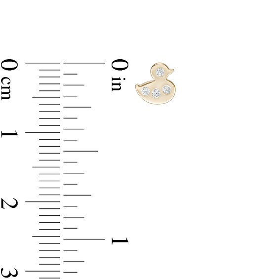 Child's Cubic Zirconia Duck Stud Earrings in 10K Gold