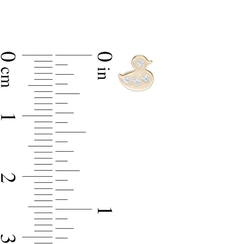 Main Image 2 of Child's Cubic Zirconia Duck Stud Earrings in 10K Gold