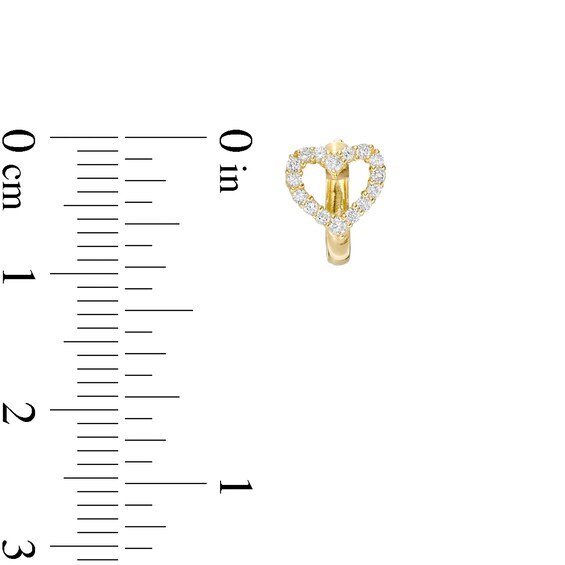 Child's Cubic Zirconia Heart Huggie Hoop Earrings in 10K Gold