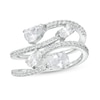Multi-Shape Cubic Zirconia Double Bypass Wrap Ring in Sterling Silver - Size 8
