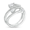 Multi-Shape Cubic Zirconia Double Bypass Wrap Ring in Sterling Silver - Size 8