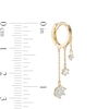Single 016 Gauge Graduated Cubic Zirconia Tiered Dangle Cartilage Hoop in 10K Gold