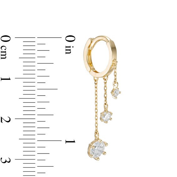 Single 016 Gauge Graduated Cubic Zirconia Tiered Dangle Cartilage Hoop in 10K Gold