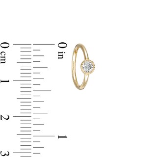 Single 016 Gauge 3mm Cubic Zirconia Solitaire Bead Frame Cartilage Hoop in 10K Gold