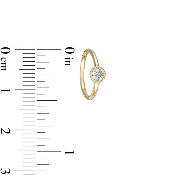Single 016 Gauge 3mm Cubic Zirconia Solitaire Bead Frame Cartilage Hoop in 10K Gold