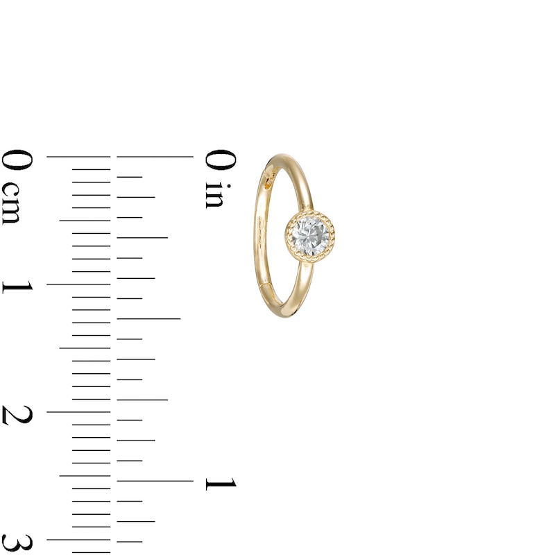 Main Image 2 of Single 016 Gauge 3mm Cubic Zirconia Solitaire Bead Frame Cartilage Hoop in 10K Gold