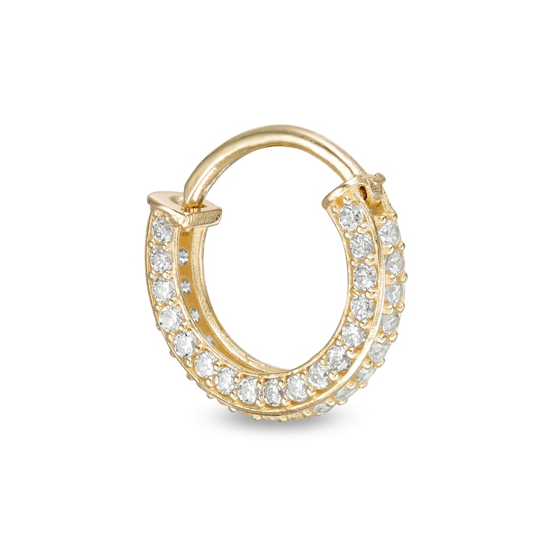 10K Gold CZ Outer Edge Hoop - 16G