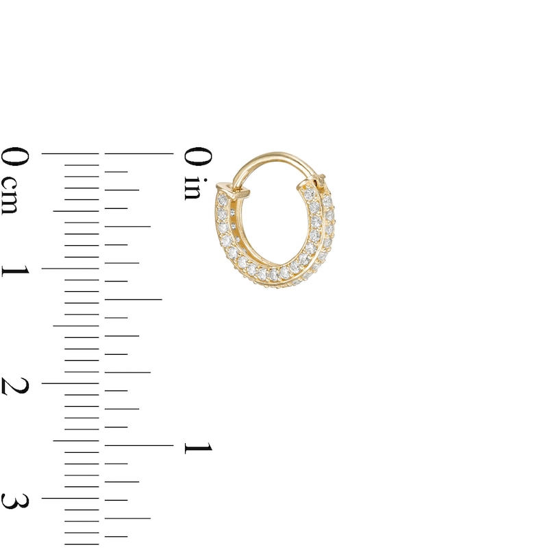 10K Gold CZ Outer Edge Hoop - 16G