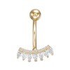 014 Gauge Pear-Shaped and Round Cubic Zirconia Curved Bar Belly Button Ring in 10K Gold
