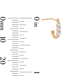 14K Semi-Solid Gold CZ J-Hoop L-Shape Nose Stud - 22G 3/8"