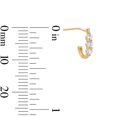 14K Semi-Solid Gold CZ J-Hoop L-Shape Nose Stud - 22G 3/8"