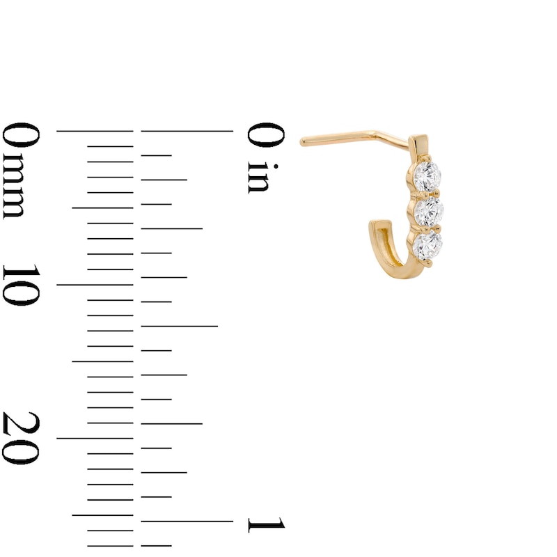 Main Image 3 of 14K Semi-Solid Gold CZ J-Hoop L-Shape Nose Stud - 22G 3/8"