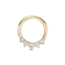 10K Solid Gold CZ Graduated Five Stone Nose Ring - 16G 3/8&quot;