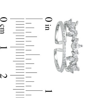 Adjustable Marquise and Round Cubic Zirconia Leafy Double Row Open Shank Toe Ring in Sterling Silver