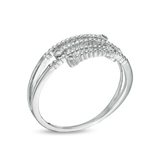 Adjustable Cubic Zirconia Cluster Beaded Orbit Multi-Row Bypass Split Shank Toe Ring in Sterling Silver