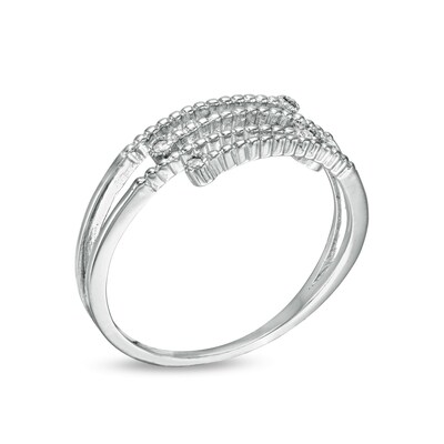 Adjustable Cubic Zirconia Cluster Beaded Orbit Multi-Row Bypass Split Shank Toe Ring in Sterling Silver