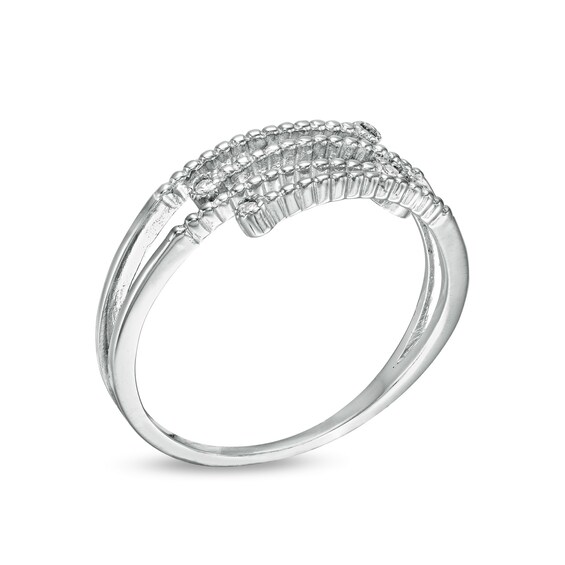 Adjustable Cubic Zirconia Cluster Beaded Orbit Multi-Row Bypass Split Shank Toe Ring in Sterling Silver