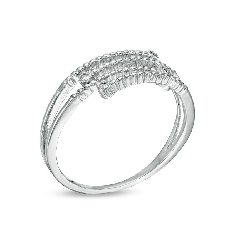 Adjustable Cubic Zirconia Cluster Beaded Orbit Multi-Row Bypass Split Shank Toe Ring in Sterling Silver