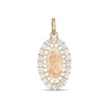 Thumbnail Image 1 of Child's Cubic Zirconia Frame Our Lady of Guadalupe Oval Two-Tone Necklace Charm in 10K Gold and Rose Rhodium