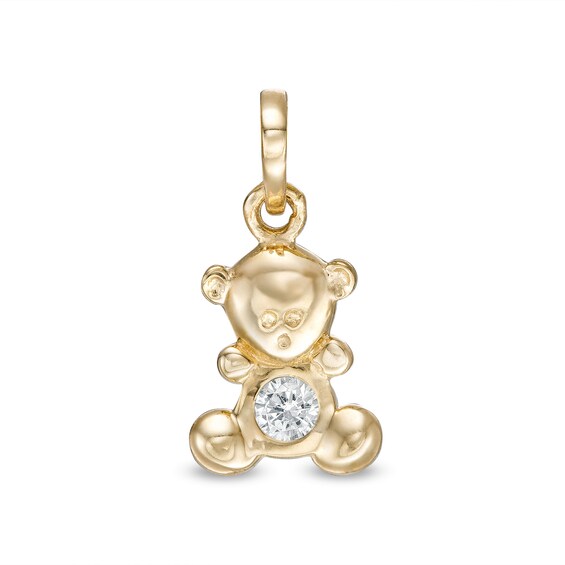 Child's Cubic Zirconia Teddy Bear Charm in 10K Gold