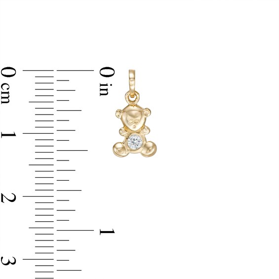 Child's Cubic Zirconia Teddy Bear Charm in 10K Gold