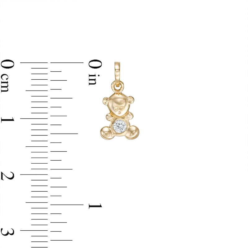 Main Image 2 of Child's Cubic Zirconia Teddy Bear Charm in 10K Gold