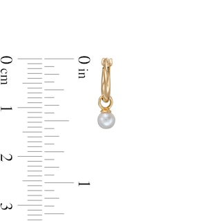 Child's 3mm Simulated Pearl Dangle Hoop Earrings in 10K Gold