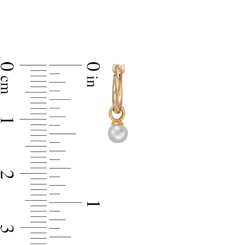 Child's 3mm Simulated Pearl Dangle Hoop Earrings in 10K Gold